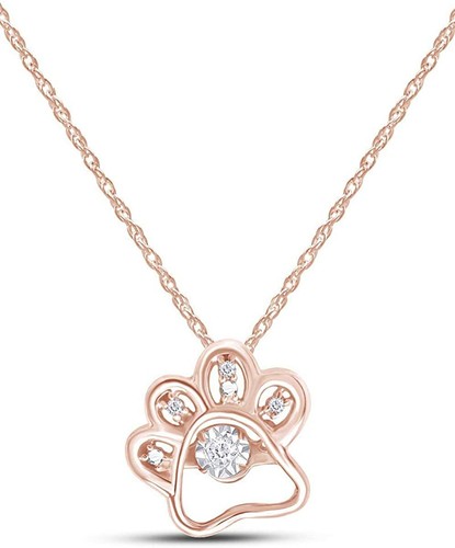 Natural Diamond Dog Paw Pendant 