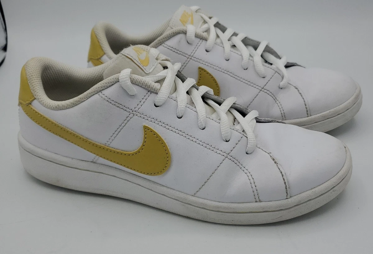 Nike Women s Court Royale White yellow Size 6.5 US. CU9038 107 eBay
