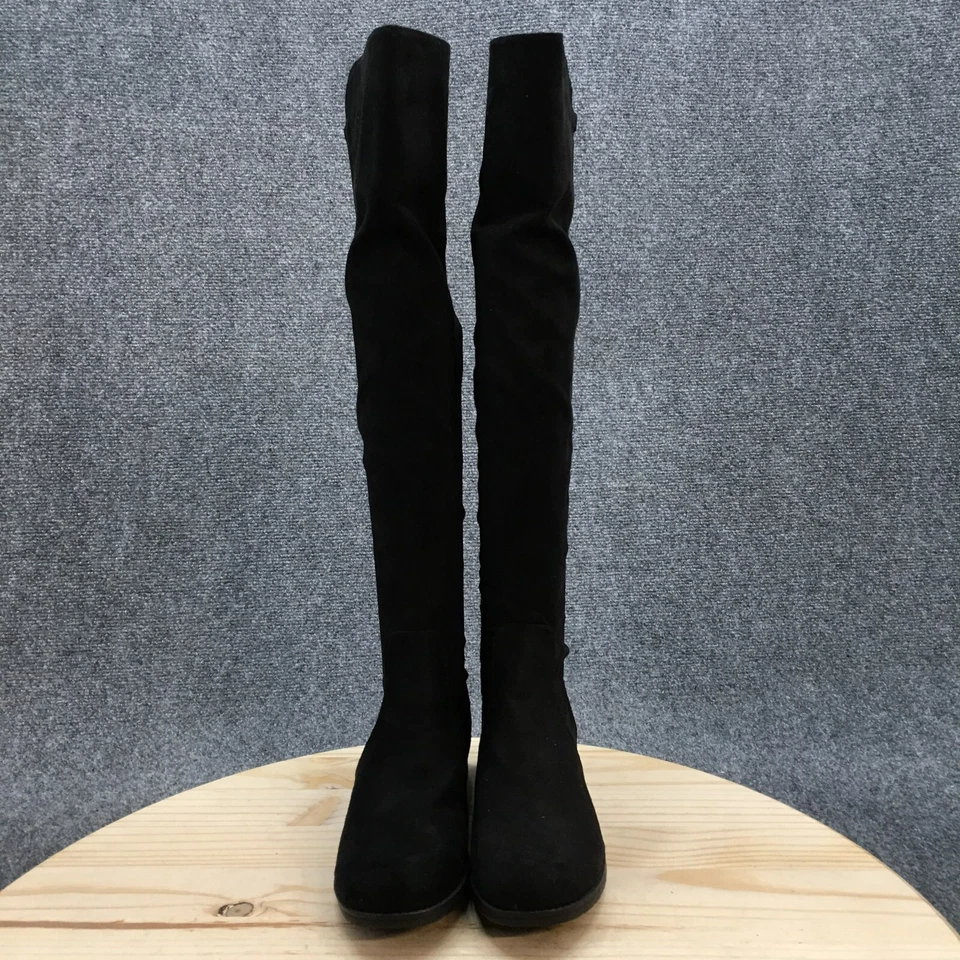 Botas UNISA para mujer 6,5 M de alto hasta la rodilla de cuero negro tacones redondos Foto 4 de 4