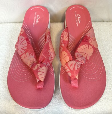 New Clarks Cloudsteppers Arla Glison Sandals Flip Flops Coral Size 11 | eBay