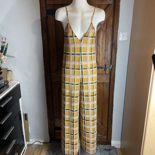 ZARA Womens Brown Checked Sleeveless Jumpsuit Size M