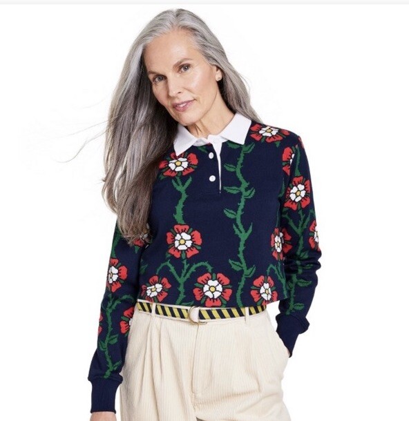 FILA Nuovo ROWING BLAZERS x TARGET piccolo floreale ritagliato rugby maglia top maglione collab