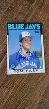1986 TOPPS SIGNED AUTO CARD TOM FILER TORONTO BLUE JAYS CUBS BREWERS METS # 312