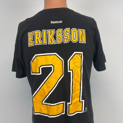 Reebok Loui Ericksson Boston Bruins Jersey T Shirt NHL Hockey Black Size M