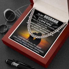 To My Husband Love gift From Wife Cuban Link 18" Chain Birthday for Soulmate