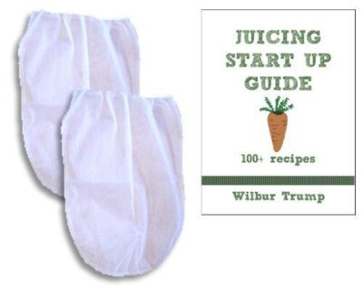 2 Nut Milk Pulp Strainer Bags XL Extra Large (1 gal) + Juicing Recipe eBook