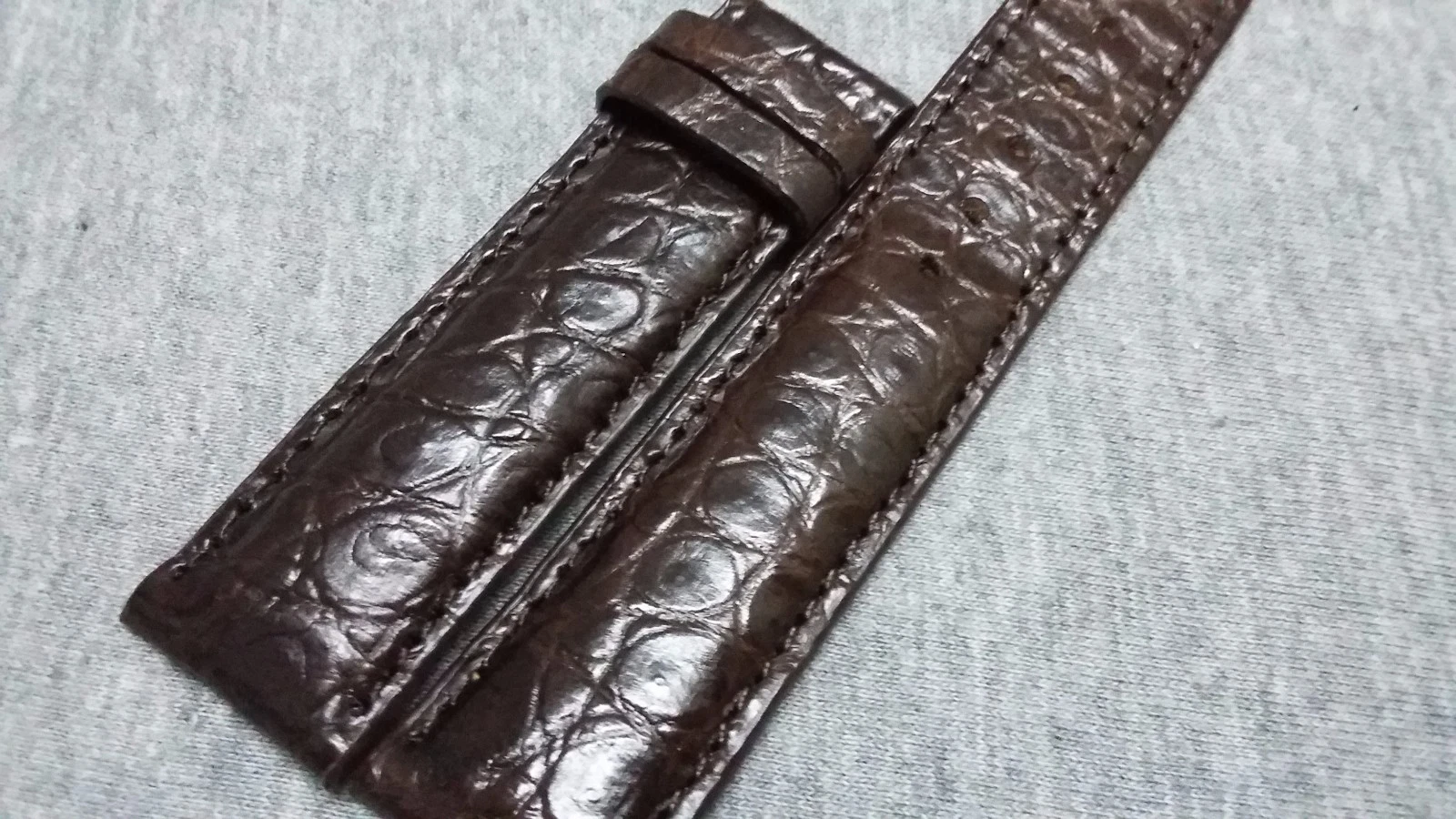 22mm/20mm Brown Alligator Crocodile Embossed Leather Watch Strap Band