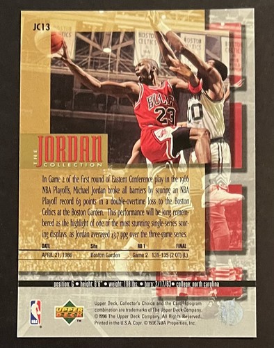 1995-96 UPPER DECK MICHAEL JORDAN GARDEN PARTY JC13 COLLECTION CHICAGO BULLS HOF - Picture 2 of 2
