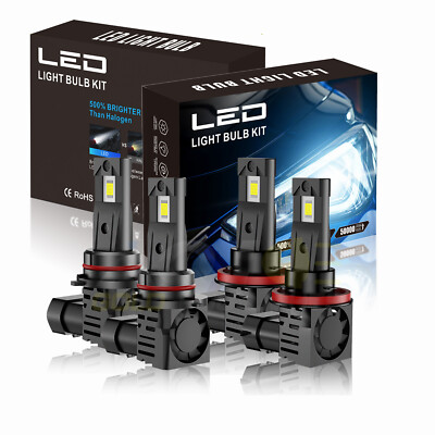 For Nissan Pathfinder 2013-2016 4x 9005 H11 6000KLED Headlight Bulbs Hi-Low Beam