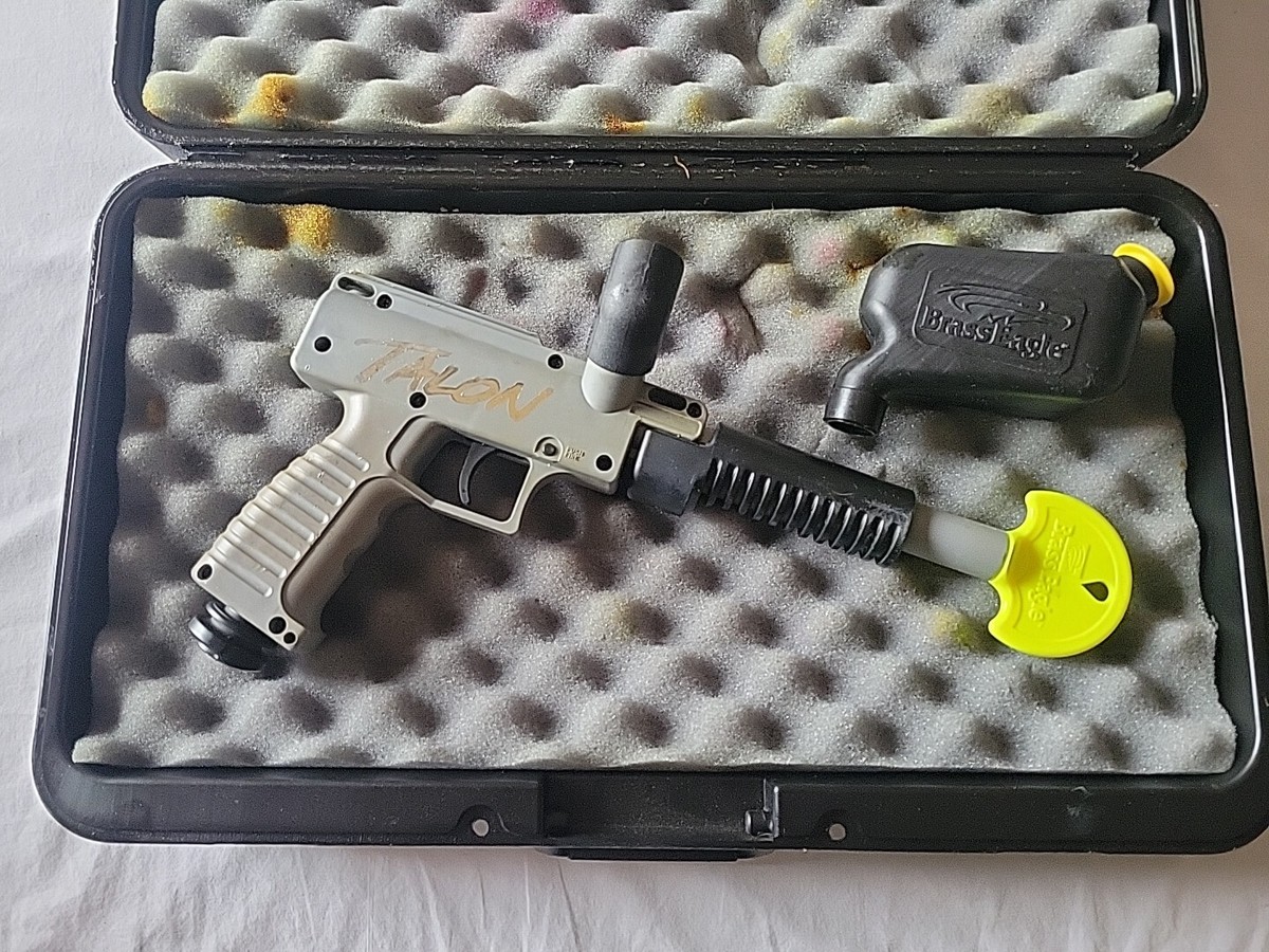 Brass Eagle Talon Paintball Gun Pump Action Used Silver w/ Elbow