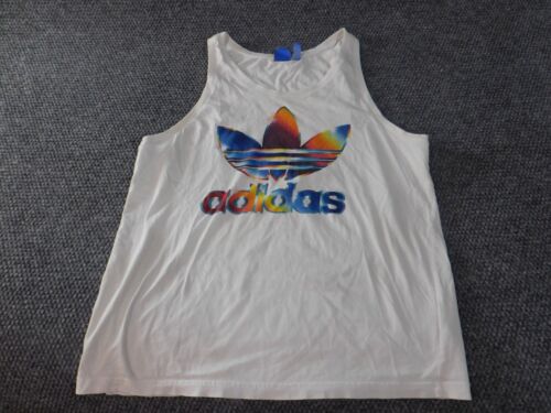 Adidas Shirt Mens Large logo retro tank top multicolor graphic beach