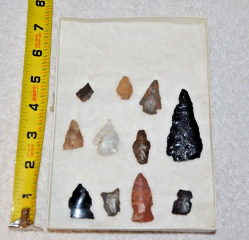 Lot Of 11 Indian Arrowheads From Arizona, California, Oregon Desert