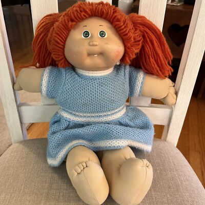 Cabbage Patch Kid Red/orange Yarn Hair Pigtails Green Eyes Head Mold #98  Tooth