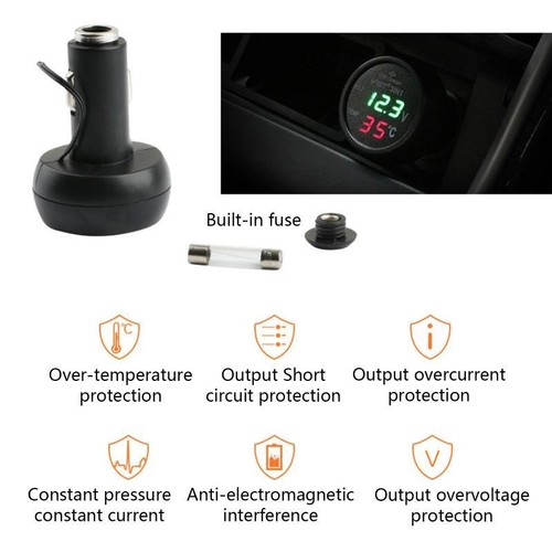 12V/24V Digital Meter Monitor 3 in 1 LED USB Car Charger Voltmeter Thermometer - Zdjęcie 3 z 13