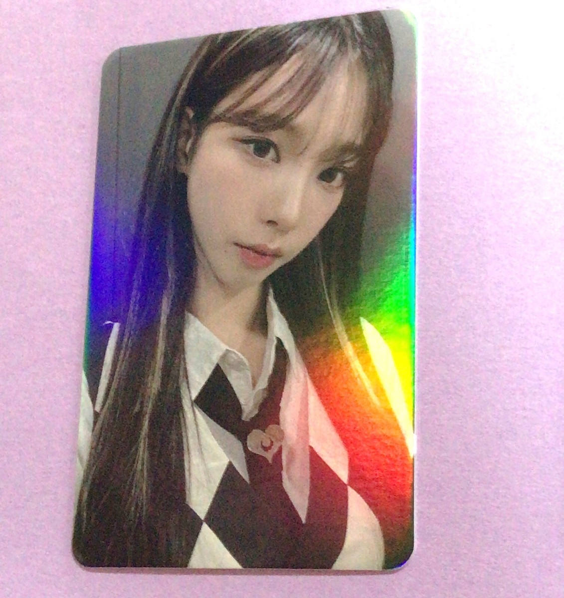 KARINA Aespa TCG 0411 Long black hair heart tie pin Foil KPOP IDOL