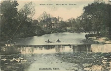 1912 El Dorado Kansas Walnut River Dam hand colored Postcard 24-11668