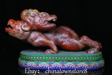 8.8'' Old Dynasty Shoushan Stone Dragon Loong Pixiu Brave troops Beast Statue