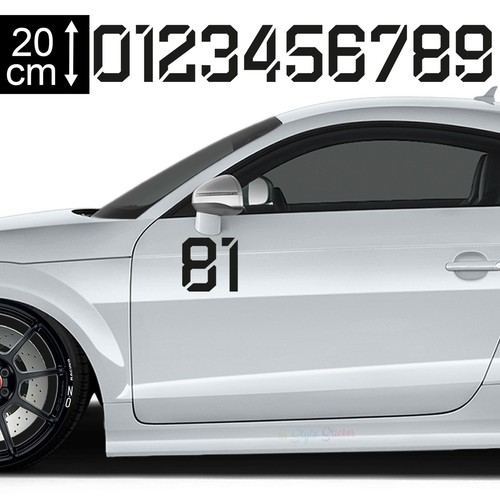 Startnummer Auto Aufkleber Seitenaufkleber WUNSCHNUMMER - Schriftart 1 - Picture 3 of 134