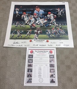 1964 Clevelans Browns Championship Autographed Artwork/Poster With COA