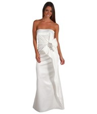 ABS by Allen Schwartz Strapless Bow Organza Gown Sz 12 Off White