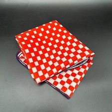 Vintage Scarf Red White Navy Blue Checkered Ombre Square Hair Wrap July 4th