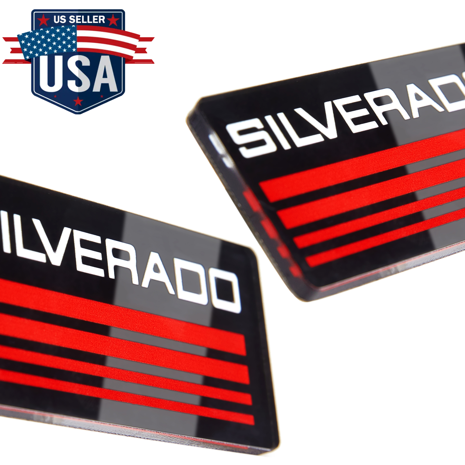 2x SIDE BODY CAB PICKUP TRUCK BADGES FOR SILVERADO EMBLEMS ACRYLIC RED 19881998 eBay