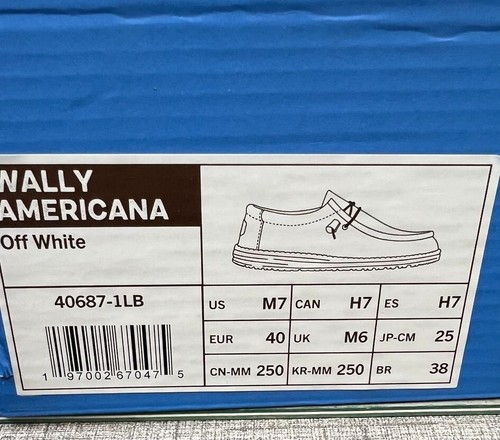 Hey Dude Wally Americana Men's 7 US 40 EU Bone Slip On NEW~~~ - Picture 5 of 10