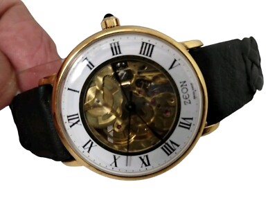 AUTHENTIC ZEON 17 JEWELS SKELETON SWISS MEN'S RARE GOLD FILLED