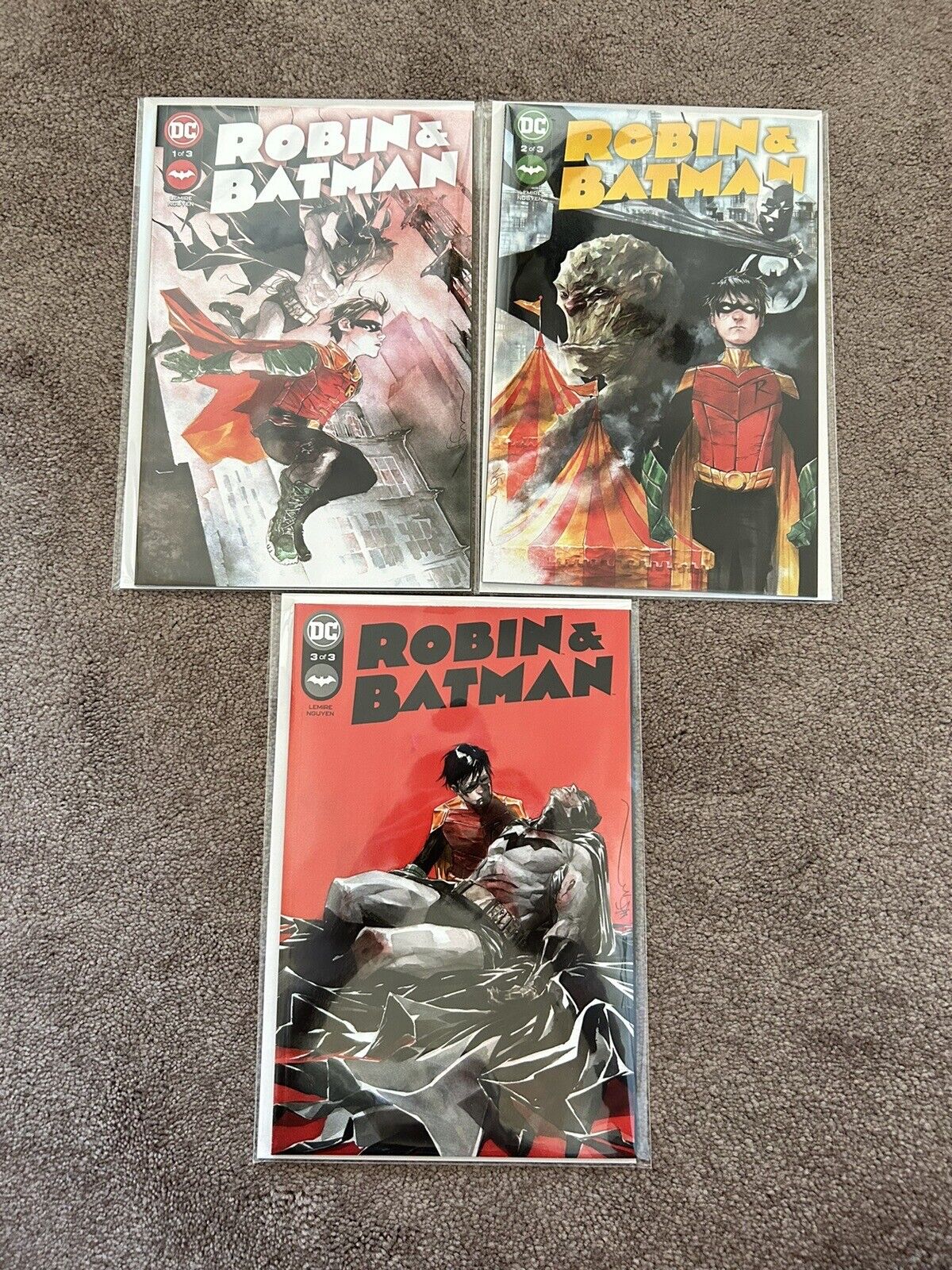 Robin and Batman #1-3 Complete Set Jeff Lemire Dustin Nguyen DC Comic Book Lot
