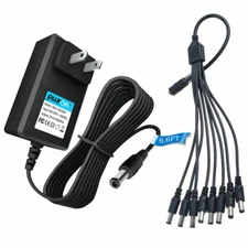 PwrON LOREX 12VDC 2A Security Camera Power Supply Adapter & 8 way Splitter Cable