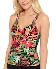 Lauren Ralph Lauren Women's Double Strap Twist Tankini Top Black Multi, 8 