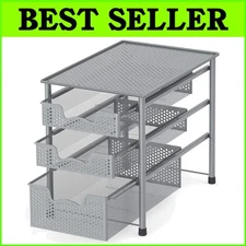 Stackable Metal Organizer with 3 Tiers and Sliding Baskets for Easy Access