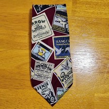 Vintage Roundtree & Yorke Silk Tie Hunting Labels Novelty Print Dadcore USA Made