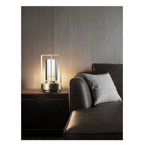 Lámpara de mesa portátil de metal para interior/exterior, lámpara LED inalámbrica recargable, - Imagen 2 de 7