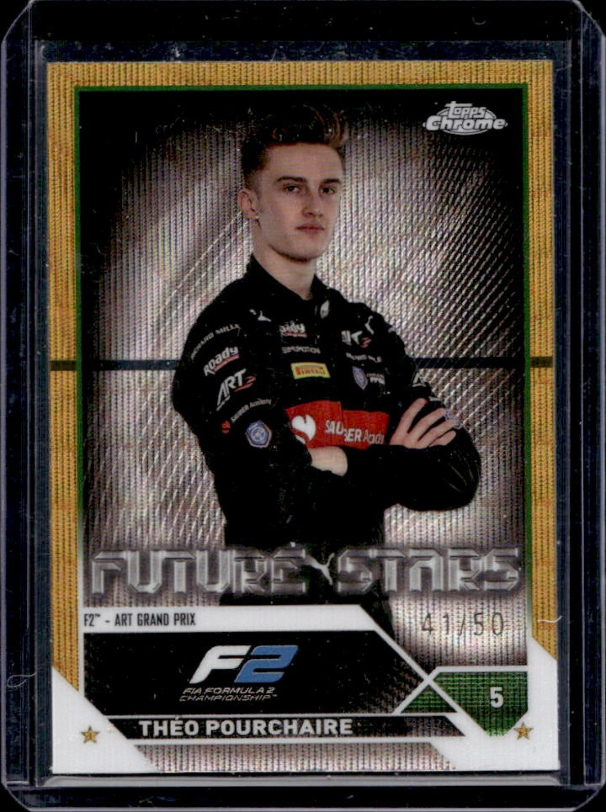 2023 Topps Chrome F1 Theo Pourchaire #78 Wave Gold Refractor 41/50