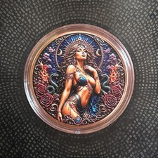 Venus of Fire Snake Queen 1 oz .999 Fine Copper Round In Capsule High Relief