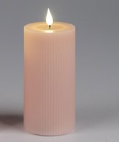 Led Kerze Streifen H. 15Cm D. 7,5Cm Rosa Mit Timer Formano