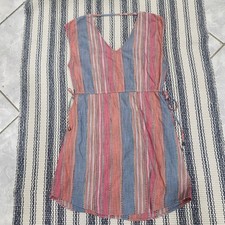 Target Multi Color Striped Sleeveless V-Neck Mini Dress Medium Cotton Boho