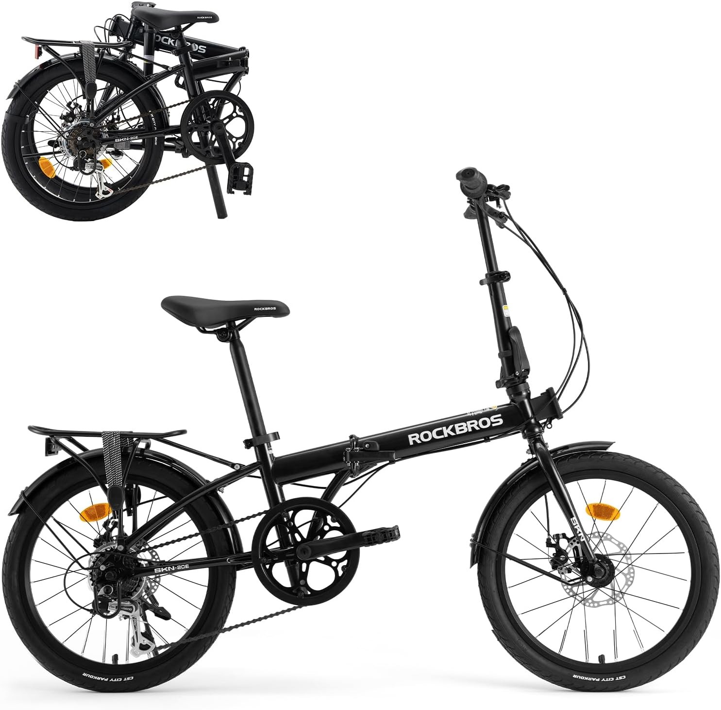 ROCKBROS SKN 20"Adults Folding Bike 7-Speed Variable Speed Disc Brake Commuting