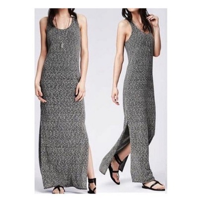 Banana Republic Women's Sm Black White Striped Knit Tank Maxi Dress Minimalist