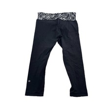 Lululemon Wunder Under Crop Leggings Size 8 Black Women Yoga Gym 22" Inseam Y102