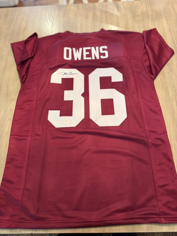 Steve Owens of the Oklahoma Sooners Signed Maroon Custom Jersey PSA Certified