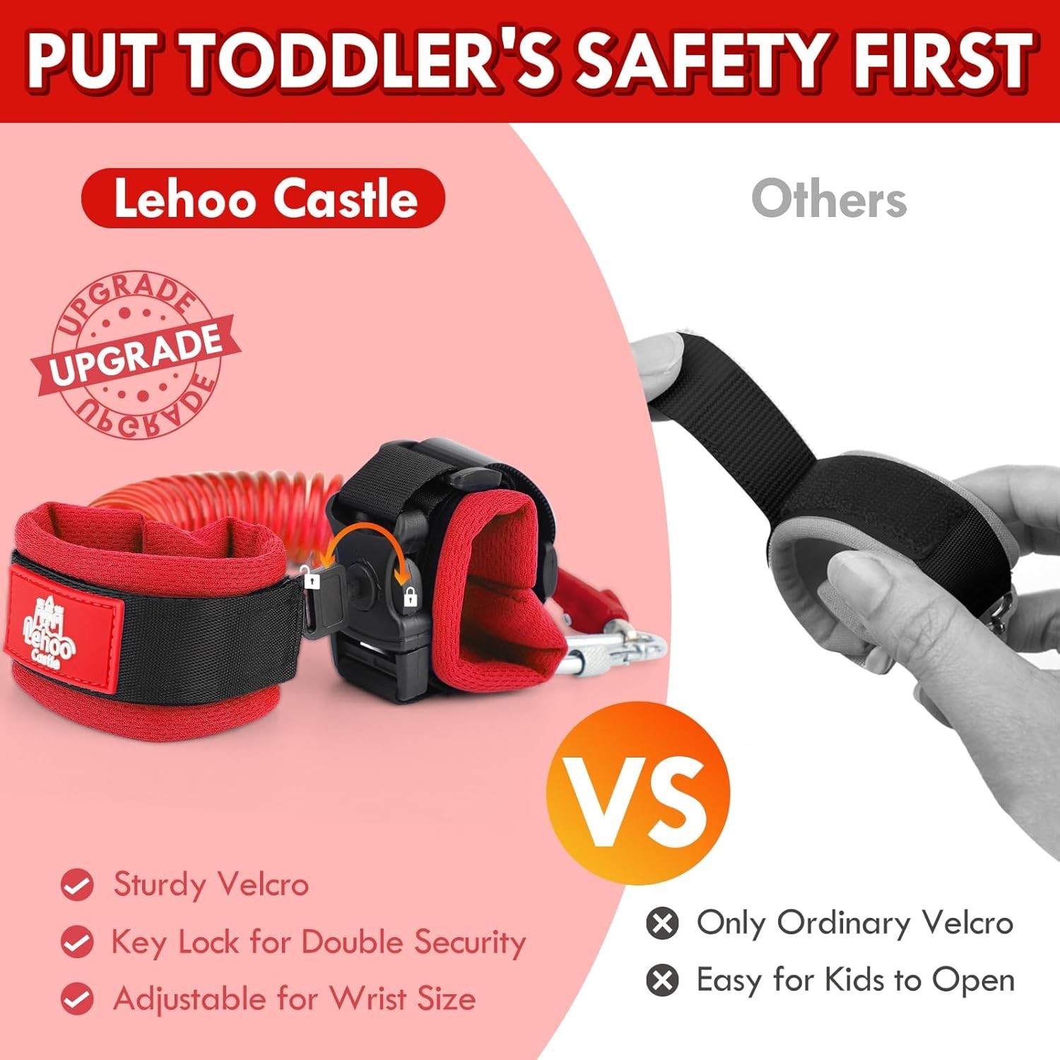 Toddler Leash for 1-5 Years, Baby Safety Harness for Girls with Anti-Lost Key Lo