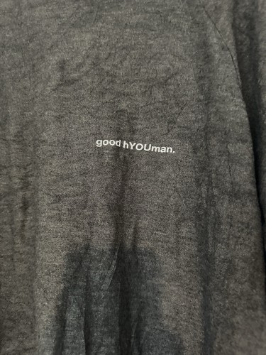 Good hYOUman Long Sleeve Grey Slogan Top Sz L - Picture 4 of 5