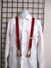 DOONEY BOURKE RED NAVY BLUE STRIPED / ADJUSTABLE SUSPENDERS / BRACES