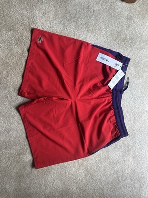 Lacoste Sport x Novak Djokovic col-block tennis shorts red and dark purple Large