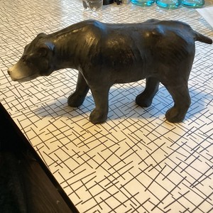  Vintage Black Bear Covered With Black Leather Handmade