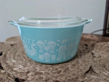 Vintage Mint With Glass Lid Amish Butterprint Pyrex Dish 1 Quart Mint Condition