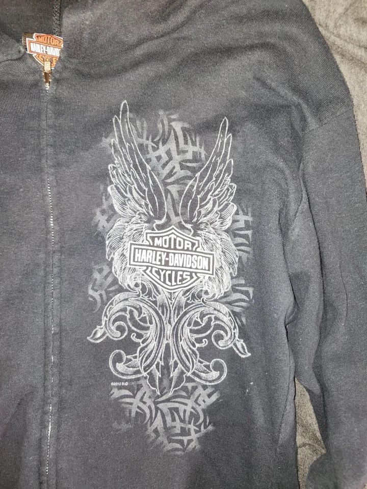 Harley Davidson женщин с капюшоном свитер ~ ~ размер большой, черный, Рено Невада, мотоциклиста - Изображение 2 из 4