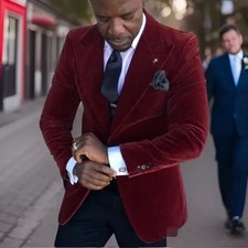 Velvet 2-Teiler Herren Smoking Anzüge Maßgeschneidert Arbeitskleidung Bräutigam